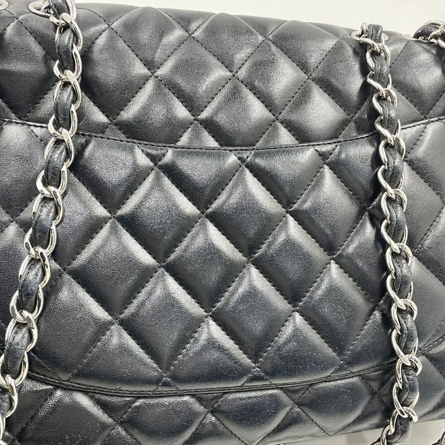 Sold Chanel Classic Flap Jumbo Large Black Lambskin Leather with Silver hardware