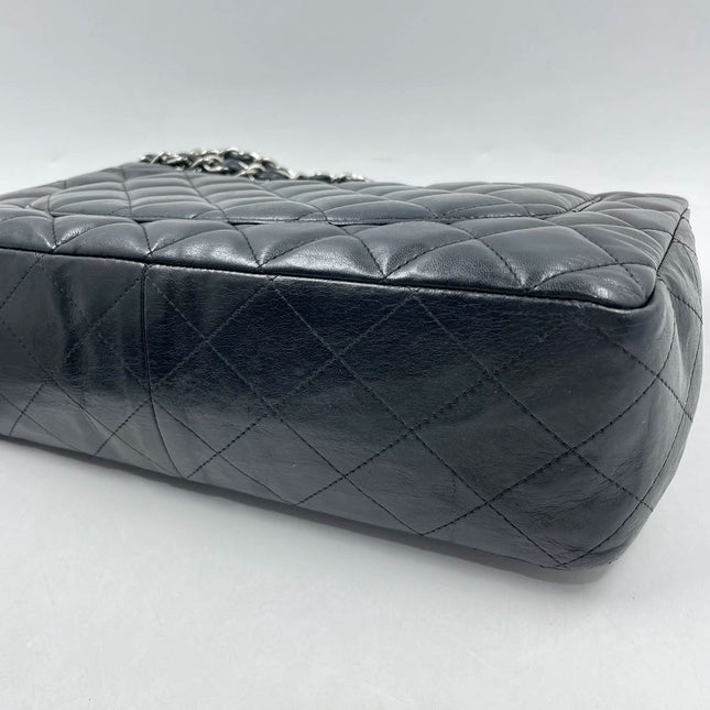 Sold Chanel Classic Flap Jumbo Large Black Lambskin Leather with Silver hardware