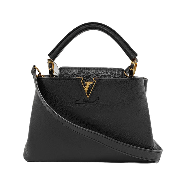 Louis Vuitton Capucines BB Black Leather Pink Interior Crossbody Bag-Luxbags