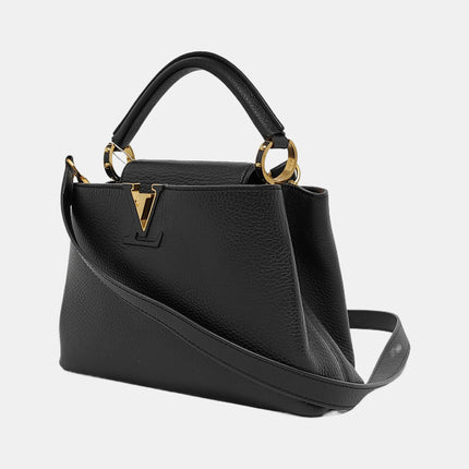 Louis Vuitton Capucines BB Black Leather Pink Interior Crossbody Bag