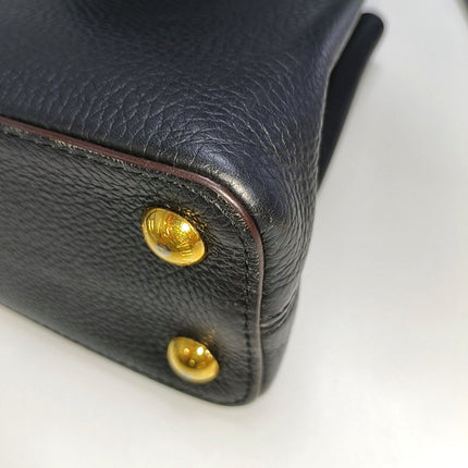 Louis Vuitton Capucines BB Black Leather Pink Interior Crossbody Bag