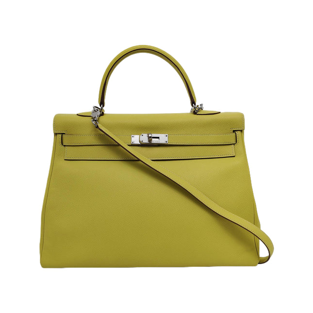 Hermes Kelly 35 Retourne Epsom Leather Yellow R9 Jaune Bourgeon Palladium Hardware 2010-Luxbags