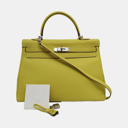Hermes Kelly 35 Retourne Epsom Leather Yellow R9 Jaune Bourgeon Palladium Hardware 2010