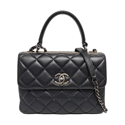 Chanel Trendy CC Small Navy Lambskin Leather Silver Hardware