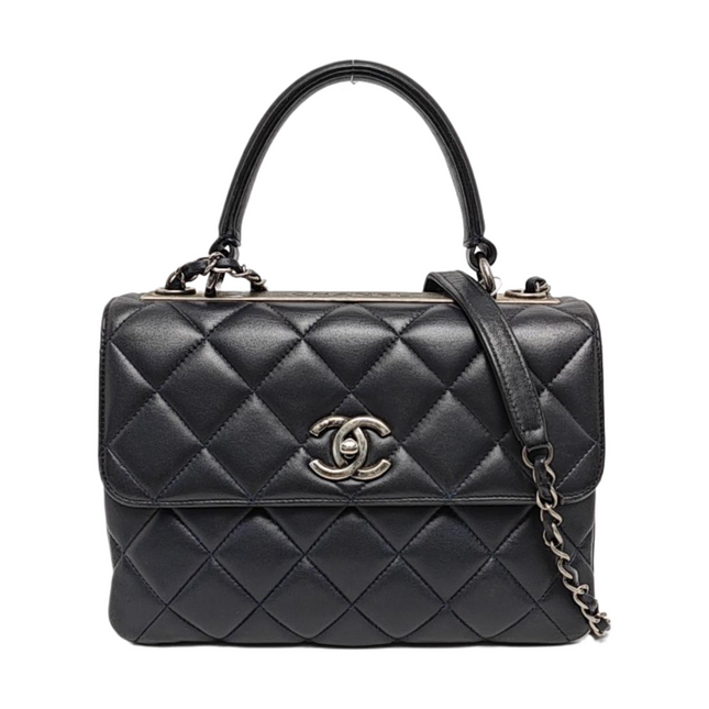 Chanel Trendy CC Small Navy Lambskin Leather Silver Hardware