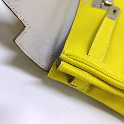 Hermes Kelly 35 Retourne Epsom Leather Yellow R9 Jaune Bourgeon Palladium Hardware 2010