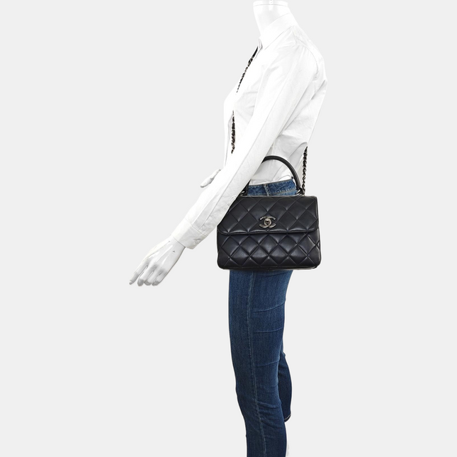 Chanel Trendy CC Small Navy Lambskin Leather Silver Hardware