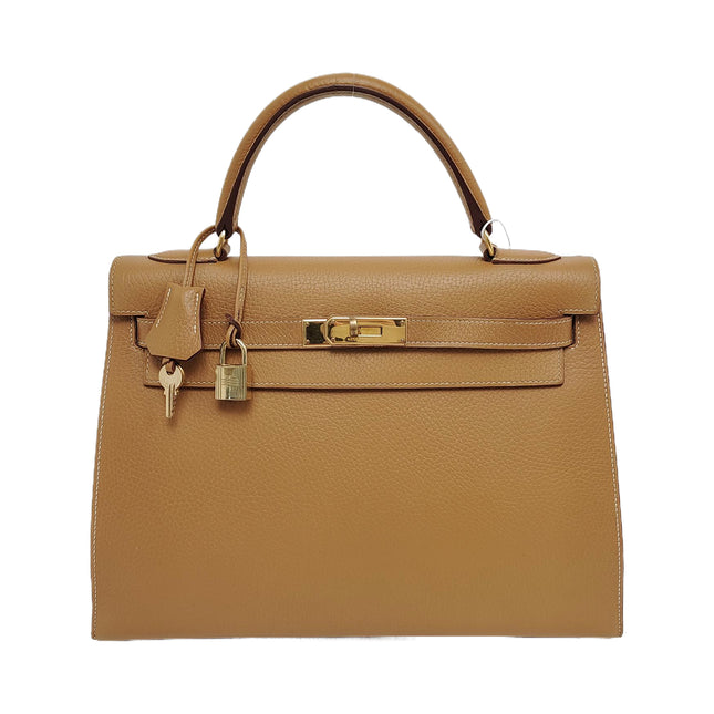Hermes Kelly 32 Sellier 4B Biscuit Gold Togo Leather Gold HW 1996-Luxbags