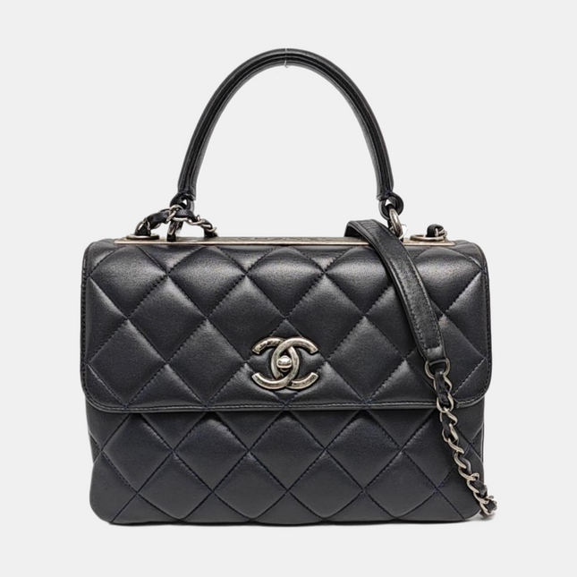Chanel Trendy CC Small Navy Lambskin Leather Silver Hardware