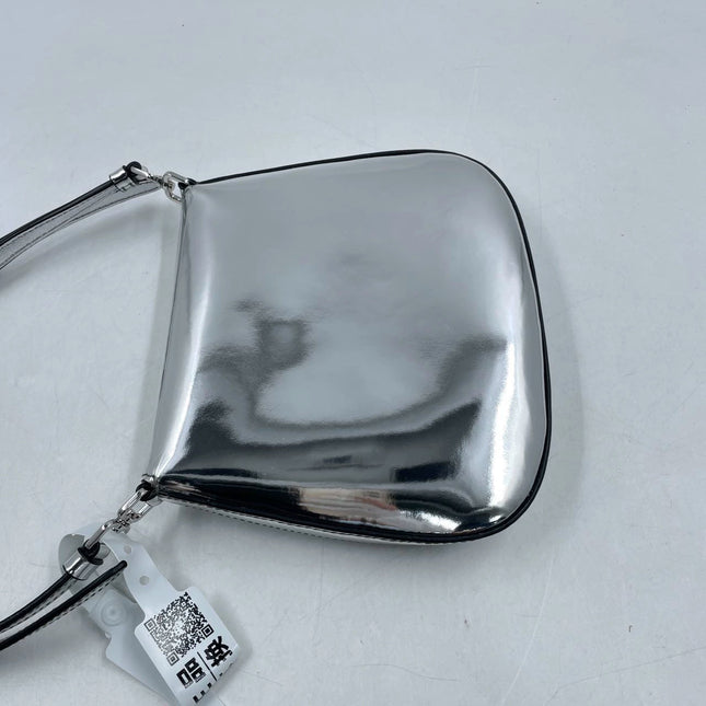Sold Prada Cleo Flap Silver Leather Shoulder bag 2 Way Carry Short and Long Strap