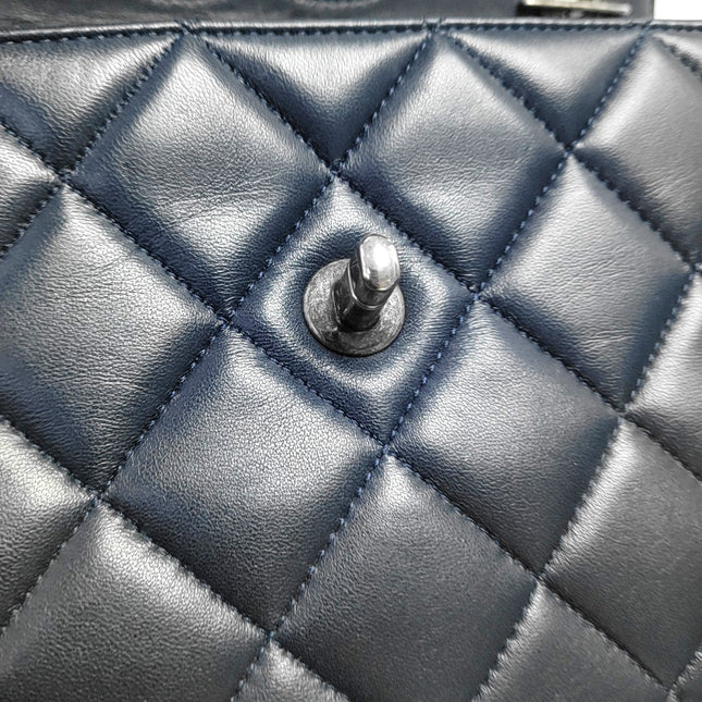 Chanel Trendy CC Small Navy Lambskin Leather Silver Hardware