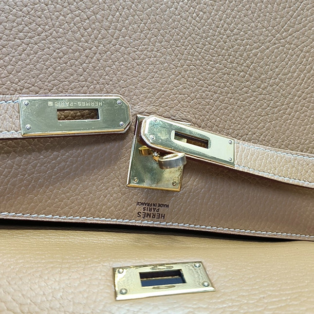 Hermes Kelly 32 Sellier 4B Biscuit Gold Togo Leather Gold HW 1996