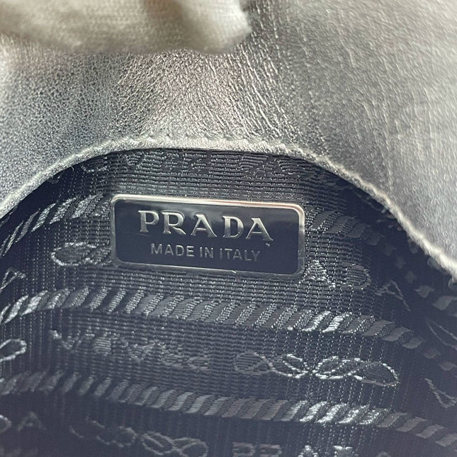 Sold Prada Cleo Flap Silver Leather Shoulder bag 2 Way Carry Short and Long Strap