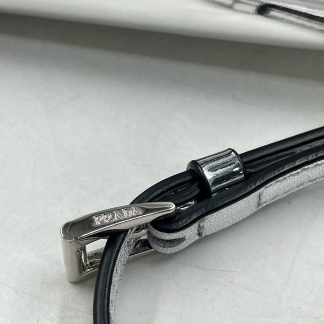 Sold Prada Cleo Flap Silver Leather Shoulder bag 2 Way Carry Short and Long Strap