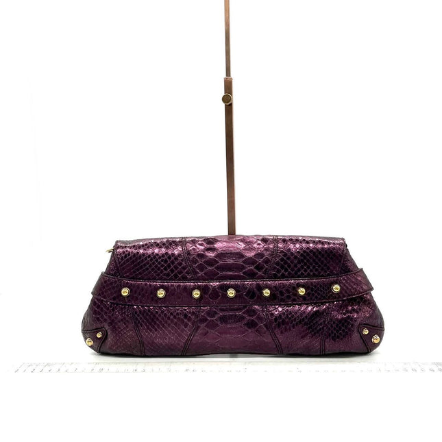 Sold Gucci Horsebit 1955 Metallic Purple Lizard Skin Shoulder Bag Large