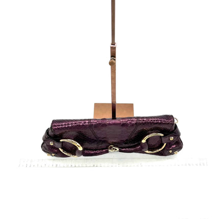 Sold Gucci Horsebit 1955 Metallic Purple Lizard Skin Shoulder Bag Large