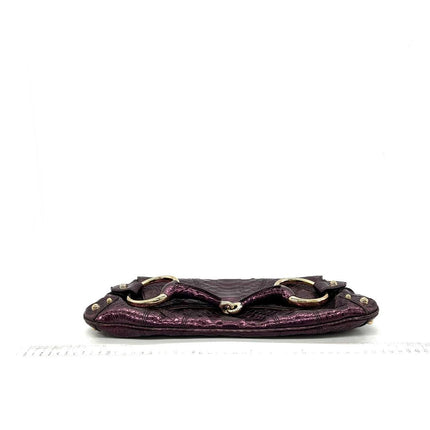 Sold Gucci Horsebit 1955 Metallic Purple Lizard Skin Shoulder Bag Large