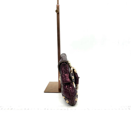 Sold Gucci Horsebit 1955 Metallic Purple Lizard Skin Shoulder Bag Large