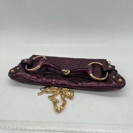 Sold Gucci Horsebit 1955 Metallic Purple Lizard Skin Shoulder Bag Large