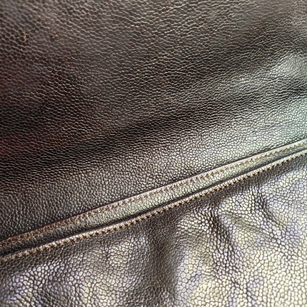 Chanel Glazed Caviar Leather Dark Brown Pocket Shoulder Bag