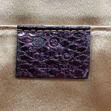 Sold Gucci Horsebit 1955 Metallic Purple Lizard Skin Shoulder Bag Large