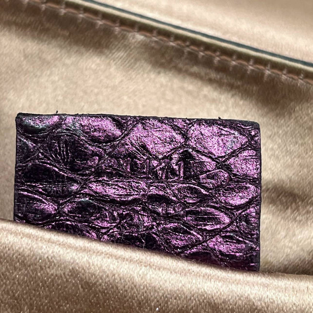 Sold Gucci Horsebit 1955 Metallic Purple Lizard Skin Shoulder Bag Large