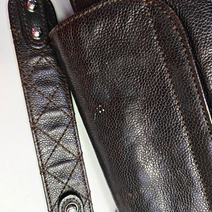 Chanel Glazed Caviar Leather Dark Brown Pocket Shoulder Bag