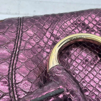 Sold Gucci Horsebit 1955 Metallic Purple Lizard Skin Shoulder Bag Large