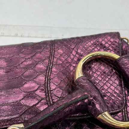 Sold Gucci Horsebit 1955 Metallic Purple Lizard Skin Shoulder Bag Large