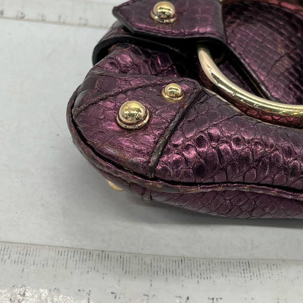 Sold Gucci Horsebit 1955 Metallic Purple Lizard Skin Shoulder Bag Large