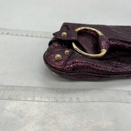 Sold Gucci Horsebit 1955 Metallic Purple Lizard Skin Shoulder Bag Large