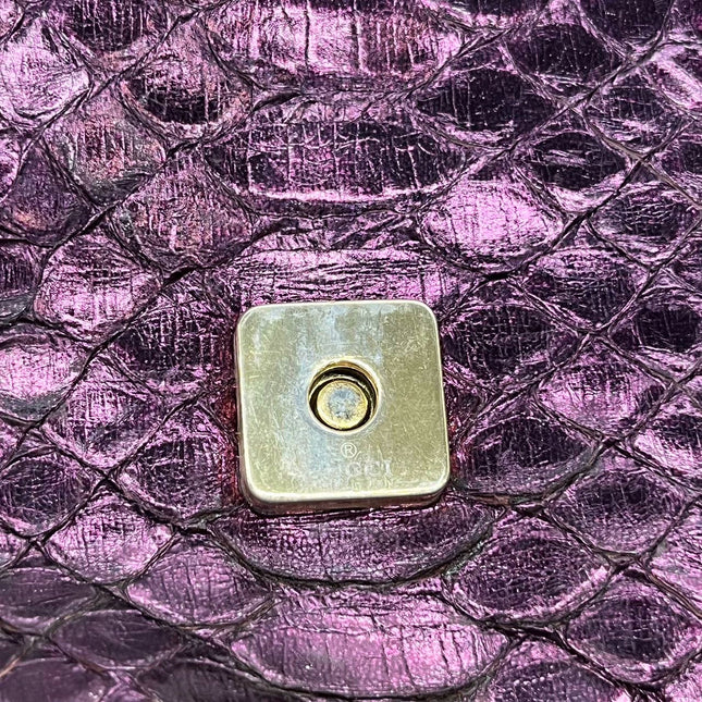 Sold Gucci Horsebit 1955 Metallic Purple Lizard Skin Shoulder Bag Large