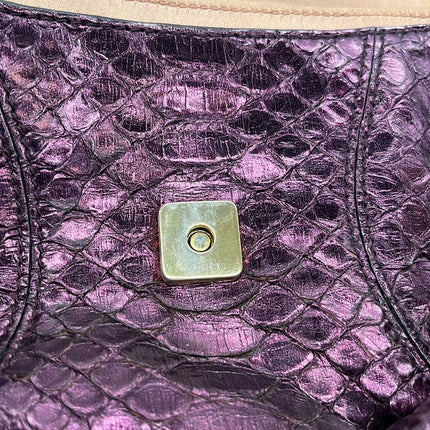 Sold Gucci Horsebit 1955 Metallic Purple Lizard Skin Shoulder Bag Large