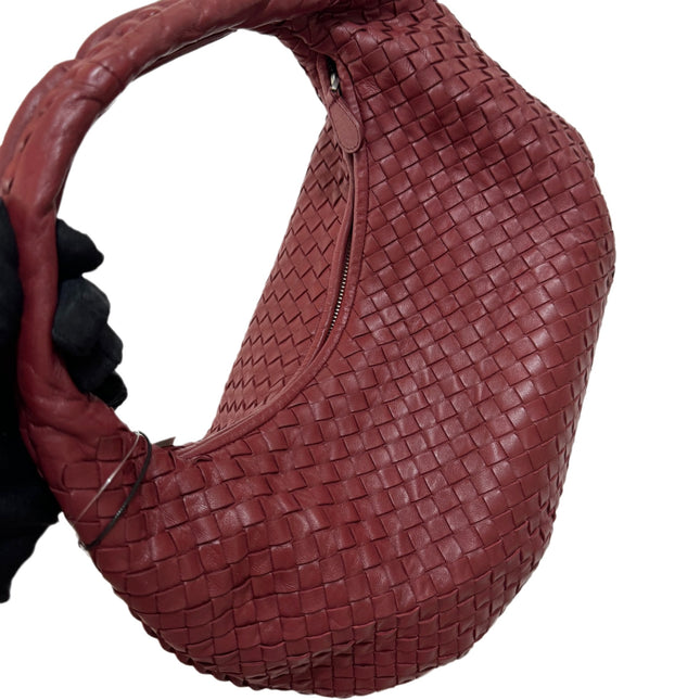 Sold Bottega Veneta Burgundy Belly Hobo Intrecciato Nappa Leather Handbag