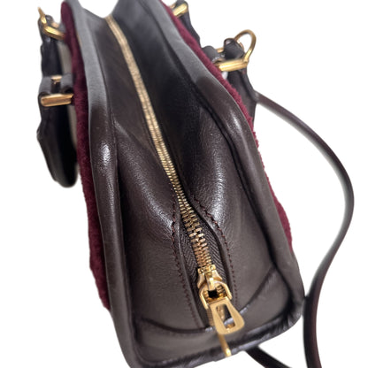 Loewe Amazona 23 in Burgundy Lambskin Leather and Shearling with Strap