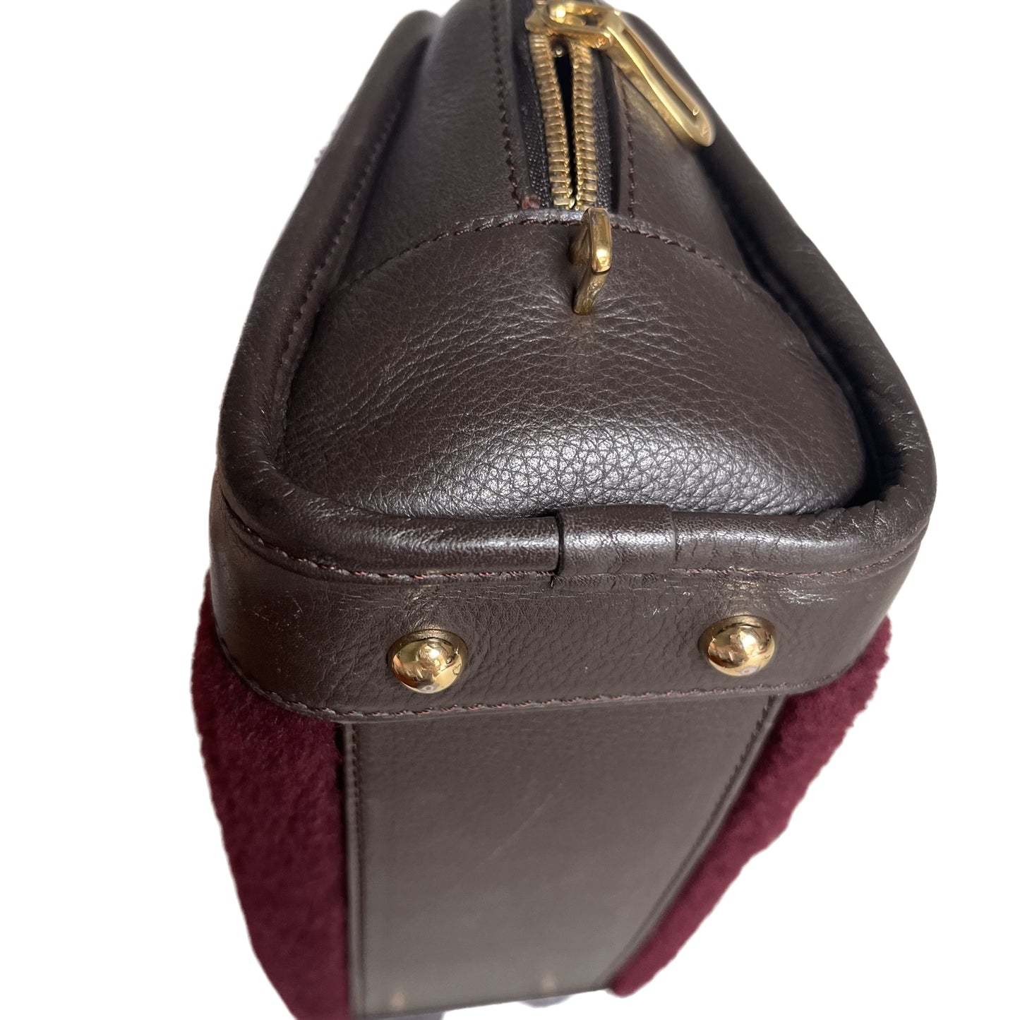 Loewe Amazona 23 in Burgundy Lambskin Leather and Shearling with Strap