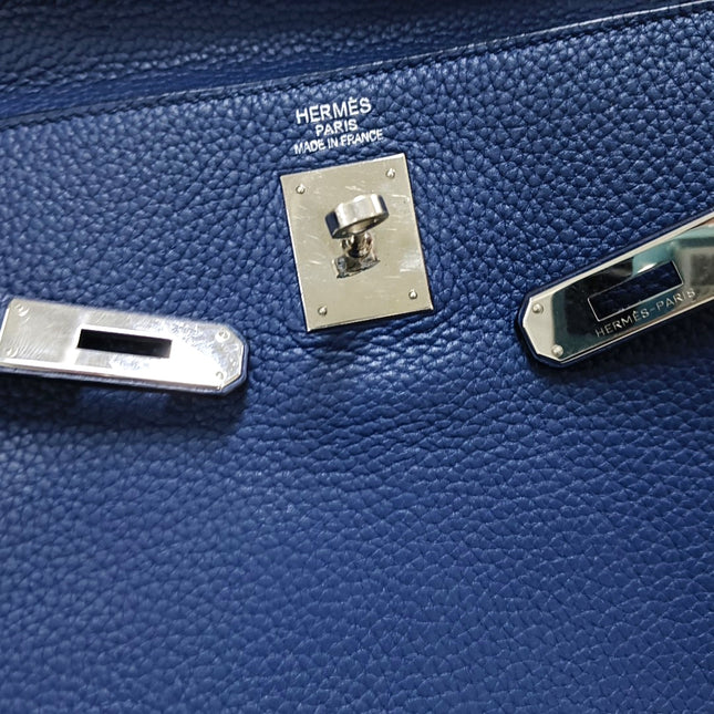 Hermes Kelly 35 Retourne Navy 7P Blue de Prusse Clemence Leather Palladium Hardware 2010