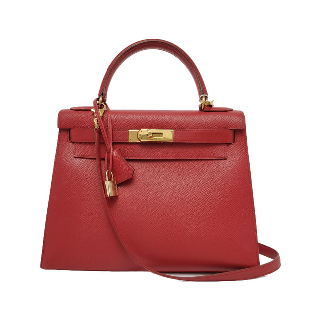 Hermes Kelly 28 Sellier Red Rouge Epsom Leather Gold Hardware 1996-Luxbags