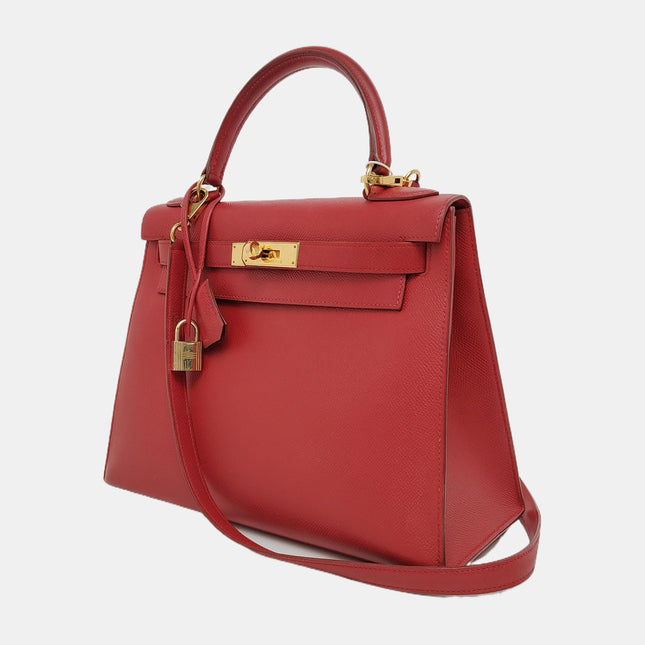 Hermes Kelly 28 Sellier Red Rouge Epsom Leather Gold Hardware 1996