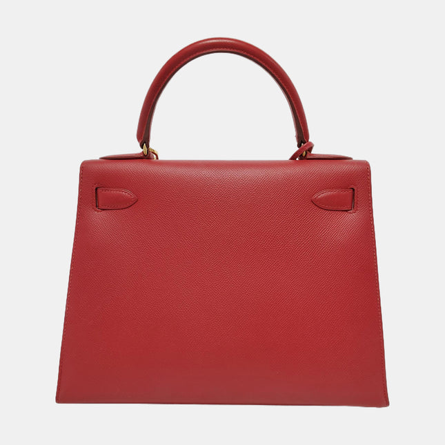 Hermes Kelly 28 Sellier Red Rouge Epsom Leather Gold Hardware 1996