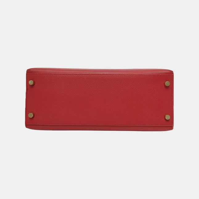 Hermes Kelly 28 Sellier Red Rouge Epsom Leather Gold Hardware 1996