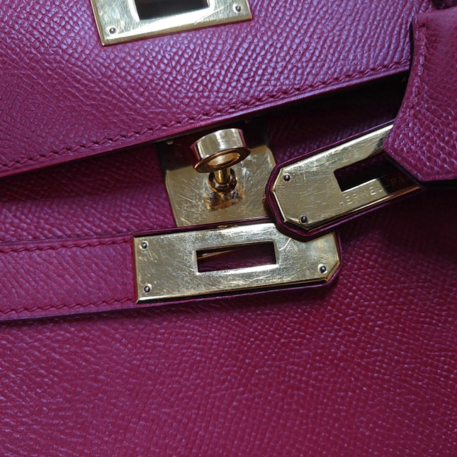 Hermes Kelly 28 Sellier Red Rouge Epsom Leather Gold Hardware 1996