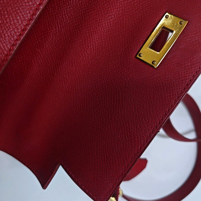 Hermes Kelly 28 Sellier Red Rouge Epsom Leather Gold Hardware 1996