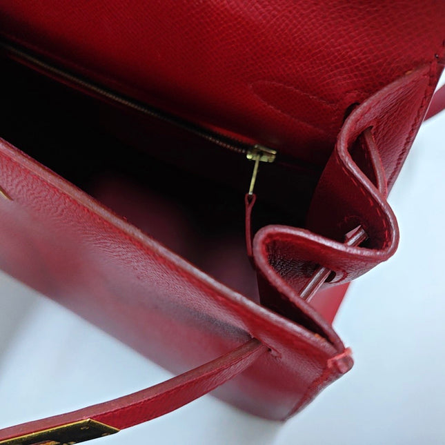 Hermes Kelly 28 Sellier Red Rouge Epsom Leather Gold Hardware 1996