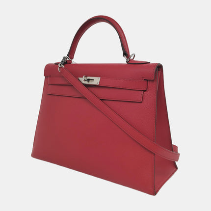 Hermes Kelly 32 Sellier Q5 Rouge Casaque Red Epsom Leather Palladium Hardware 2013