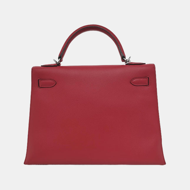 Hermes Kelly 32 Sellier Q5 Rouge Casaque Red Epsom Leather Palladium Hardware 2013