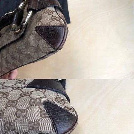 Sold Iconic 2003 Gucci Horsebit 1955 Cloth Black Monogram Shoulder bag