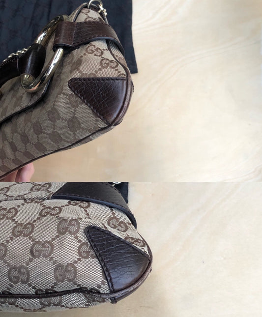 Sold Iconic 2003 Gucci Horsebit 1955 Cloth Black Monogram Shoulder bag