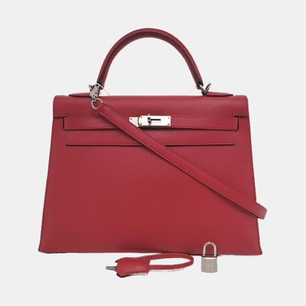 Hermes Kelly 32 Sellier Q5 Rouge Casaque Red Epsom Leather Palladium Hardware 2013