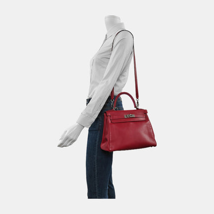 Hermes Kelly 28 Retourne Rouge Grenat Red Box Leather Gold Hardware 2010
